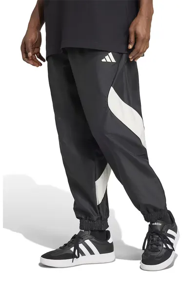 Pantaloni de trening cu model colorblock si snur de ajustare - Alb/Negru