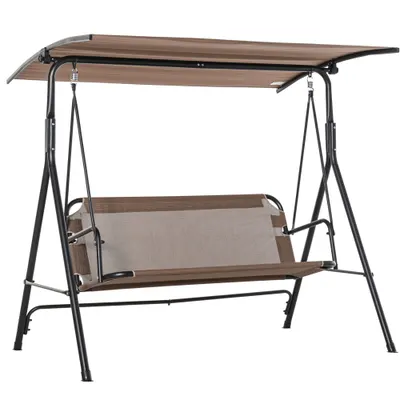 Balansoar de Gradina 3 Locuri Outsunny, Metal si Textilen, Maro 172x110x155cm | Aosom Romania