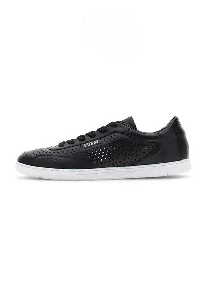 Pantofi sport din piele cu design perforat - Negru