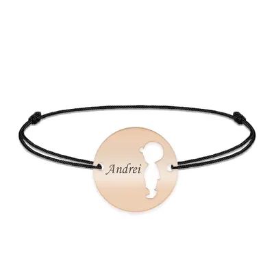 Enfance - Bratara personalizata snur baietel banut din argint 925 placat cu aur roz