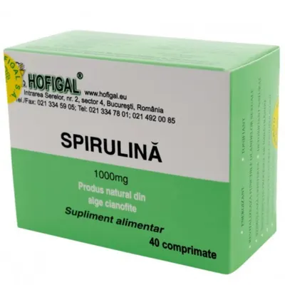 Spirulina 1000mg, Hofigal | 40 comprimate