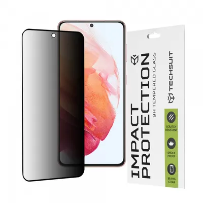 Folie de protectie Ecran Privacy Techsuit pentru Samsung Galaxy S21 5G G991, Sticla Securizata, Full Glue, 111D