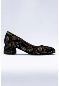 Pantofi din piele cu broderii florale - Multicolor
