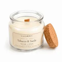 Lumânare parfumată din ceară de soia Tobacco & Suede - Tutun și Piele 90 g - Transparent