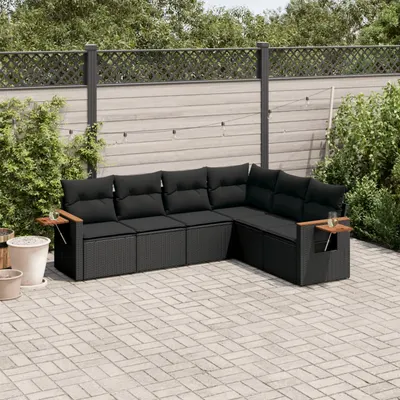 Gossi set mobilier de gradina cu perne, 6 piese, negru, poliratan