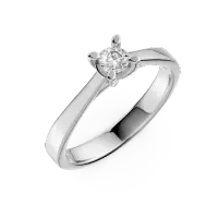 Inel de logodna din aur alb cu un diamant solitaire de 0.15ct