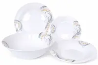 Set de masă OPAL din porțelan, rotund – 19 piese, roz–gri Engros