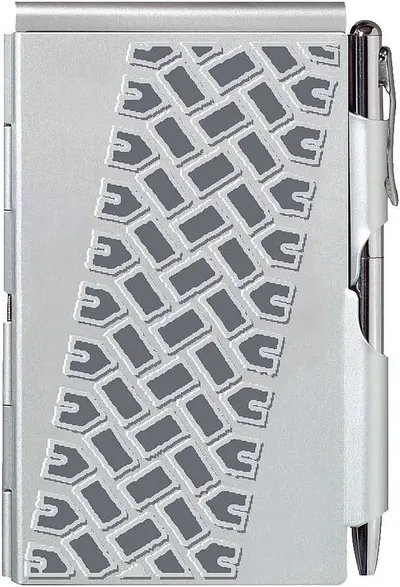 Carnețel Troika Flip Notes - Tire Track, cu carcasa metalica si stilou