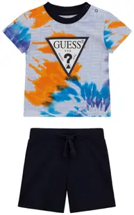 Set de 2 piese Guess - Tricou cu nuanțe și pantaloni scurți, multicolor, 18 luni