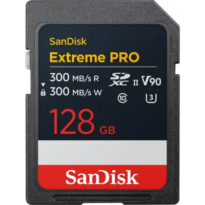 Card Memorie SDXC SanDisk Extreme Pro, 128Gb, Clasa 10 / UHS-2 U3 SDSDXDM-128G-GN4IN
