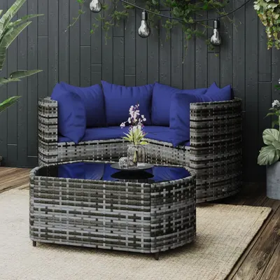 Gossi set mobilier de gradina cu perne, 4 piese, gri, poliratan