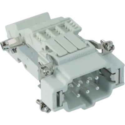 Conector Tata - 44x27 - 6p + E 16a 500v / 6kv / 3 - Screw Terminal Block - Stânga - Gri