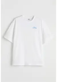 Tricou lejer cu imprimeu pe partea din spate - Alb/Albastru deschis neon