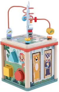 Cub educațional din lemn 5 în 1 Zookabee - Cu culori pastelate