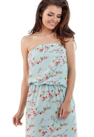 Rochie florala de dama - Lynene - cer albastru