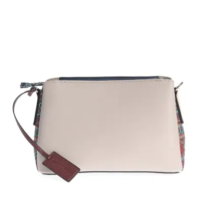 Geanta crossbody cu detalii textile multicolore