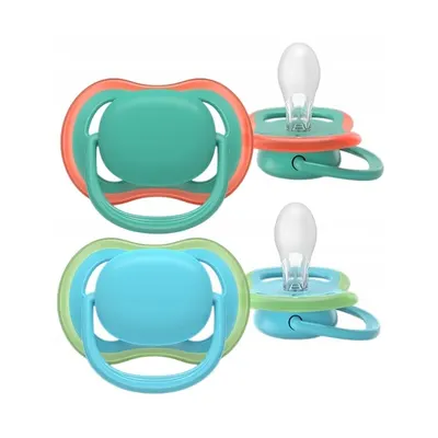Set 2 suzete, Philips Avent, Colectia Ultra Air, Ortodontice, Fara BPA, Cu orificii mari de aerisire, Scade riscul de malocluzie, 6-18 luni, Turcoz/Verde