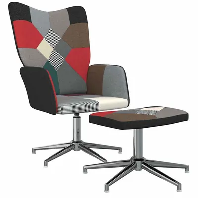 vidaXL Scaun de relaxare cu taburet, textil, petice