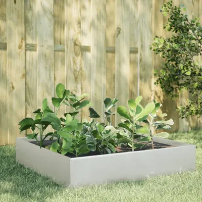Gossi strat inaltat de gradina, 100x100x33,5 cm, otel inoxidabil