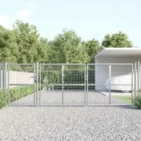 vidaXL Poartă de grădină din plasă, argintie, 400x125 cm, oțel galvanizat