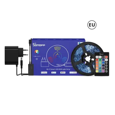 Banda LED RGB inteligenta Sonoff, Wi-fi, Bluetooth, Telecomanda, control vocal, lumina colorata, IP65, 5m, L2 LITE