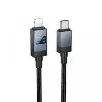 Cablu Date si Incarcare USB-C - Lightning HOCO X118 Display, 27W, 1m, Negru