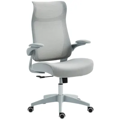 HOMCOM Scaun de birou ergonomic cu cotiere reglabile și tetieră, gri | Aosom Romania