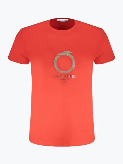 Tricou barbati din bumbac cu decolteu la baza gatului, Trussardi