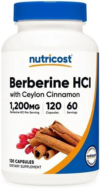 Berberine HCI with Ceylon Cinnamon, 120 capsule, Nutricost