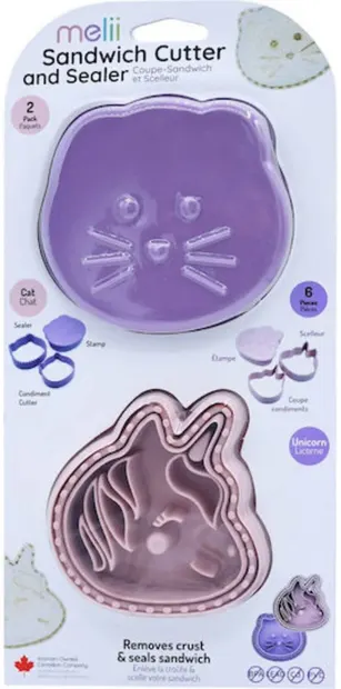 Set forme pentru sandvișuri Melii - Unicorn și pisică, 2 buc.