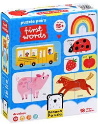 Puzzle pentru bebeluși Banana Panda 18 în 1 - Primele cuvinte
