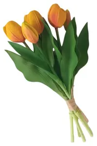 Buchet decorativ Morello - Senzație delicată, lalele, 5 bucăți, portocaliu