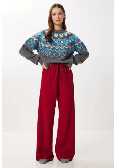Pantaloni Happiness Istanbul - elastic - rosu - poliester