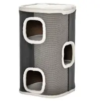 PawHut Catedrală pentru zgâriere de 74 cm înălțime cu trei nivele cu pernă, margine plușată, peșteră pentru pisici, catedrală zgârieră pentru pisici mici, Gri+ Alb | Aosom Romania