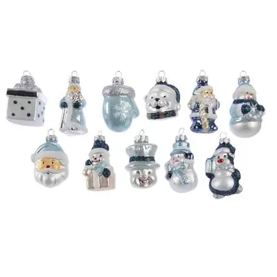 Decoratiune - Glitter Figurines with Hanger - Silver and Blue - mai multe modele