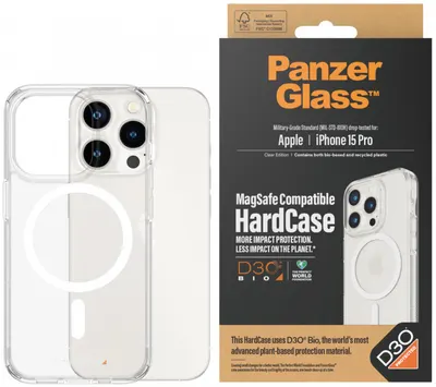 Husă PanzerGlass - HardCase D3O MagSafe, iPhone 15 Pro, transparent