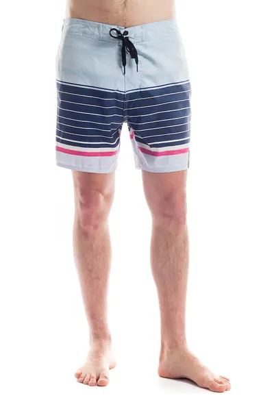 Pantaloni scurti de baie - cu snur Salimu - Alb/Roz aprins/Albastru