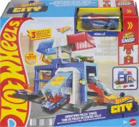 Set de joaca cu masinuta, Hot Wheels, Downtown, Police Tower, JHL74