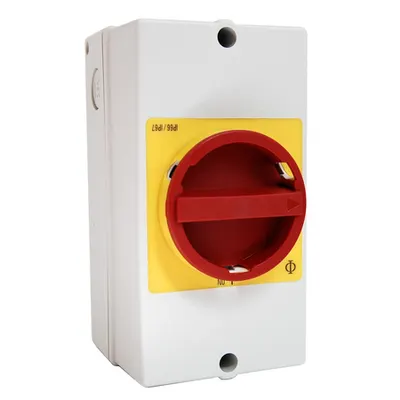 Comutator 0-1, 25A, 3p + 2 c.aux. + cleme PE