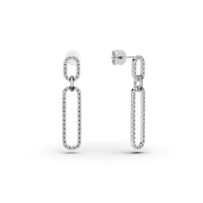 Cercei geometrici din aur alb cu diamante de 1ct