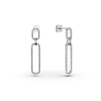 Cercei geometrici din aur alb cu diamante de 1ct