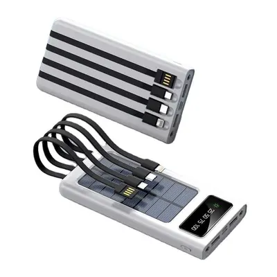 Baterie externa solara 18.000 mAh cu display, Alb