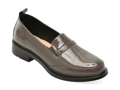 Pantofi PASS COLLECTION gri, M560001, din piele naturala lacuita