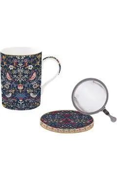 Cana 3 piese: Model floral albastru