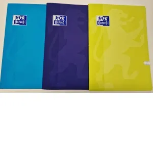 Caiet Oxford A5 48 file , hartie Optik Paper 90g/mp, PEFC, coperta laminata PP soft touch, patratele, colturi rotunjite, motiv Campus Pastel, verde / albastru / turcoaz