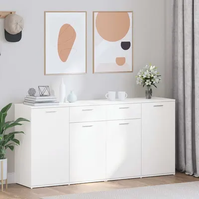 vidaXL Servantă, alb, 160x36x75 cm, lemn prelucrat