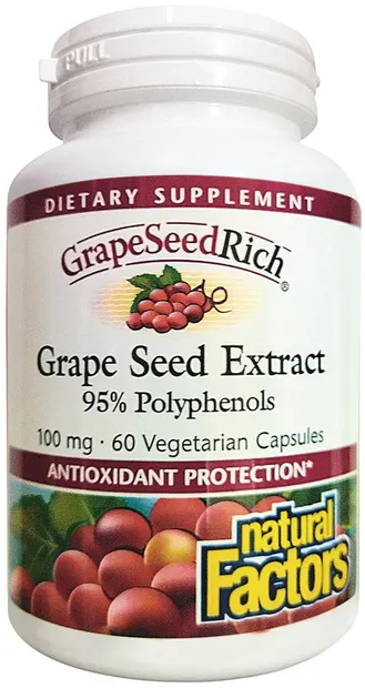 GrapeSeedRich Grape Seed Extract, 100 mg, 60 vege capsule, Natural Factors