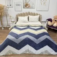 Patura Pufoasa CoCoLiNo (Fleece), 200x230cm, 240gr/m, Antracit, Bej, Crem, Zin-Zag - Rasfatul Perfect pentru Serile Racoroase