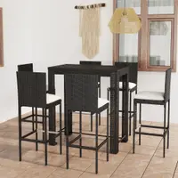 Gossi set mobilier bar de exterior cu perne, 7 piese, negru poliratan