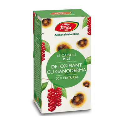 Detoxifiant cu ganoderma, 63 capsule, Fares